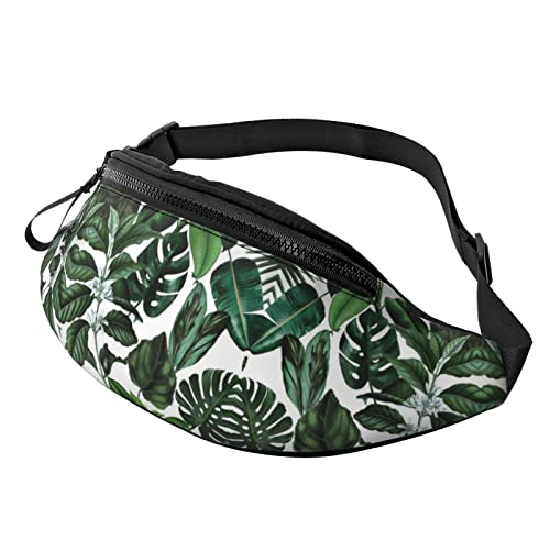 Ananas Flamingos Print Herren und Damen Freizeit Sport Hüfttasche Outdoor Sport Fanny Pack Alltag Casual Brusttasche, Tropische Blätter, Einheitsgröße von FFEXS