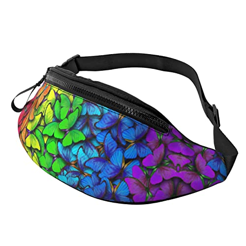 Bauchtasche mit Blumen und Schmetterling-Druck, für Outdoor-Sport, Freizeit, Sport, Hüfttasche für den Alltag, lässige Brusttasche für Männer und Frauen, Farbenfrohes Schmetterlings-Aufdruck, Einheitsgröße von FFEXS