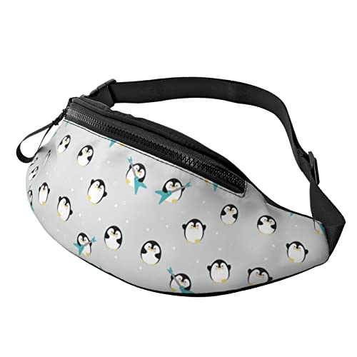 Bauchtasche mit blauem Eulen-Druck, für Outdoor-Sport, Freizeit, Sport, Hüfttasche für den Alltag, lässige Brusttasche für Damen und Herren, Niedlicher Pinguin-Druck, Einheitsgröße von FFEXS