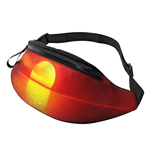 Bauchtasche mit rotem Sonnenaufgang-Druck, für Outdoor-Sport, Freizeit, Sport, Hüfttasche für den Alltag, lässige Brusttasche für Damen und Herren, Roter Sonnenaufgang-Druck, Einheitsgröße von FFEXS