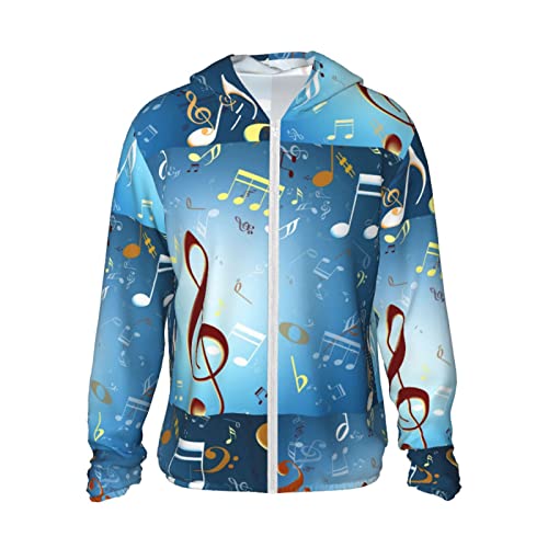 Blauer Marine Life Print Langarm Outdoor Leicht Sonnenschutz Hoodie UV Schutz Wandern Angeln Unisex, Notizdruck, L von FFEXS