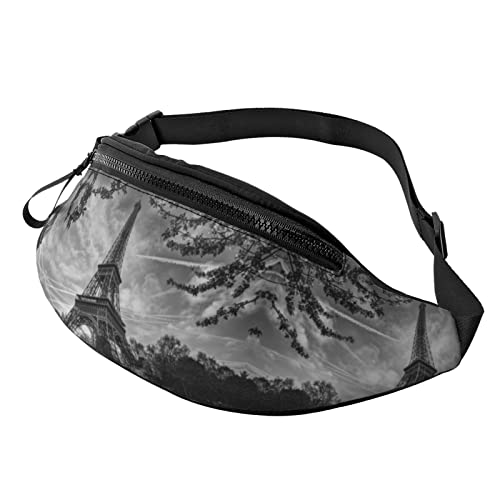 Blumen-Holzdruck Herren und Damen Freizeit Sport Hüfttasche Outdoor Sport Fanny Pack Alltag Casual Brusttasche, Druck mit Eiffelturm-Motiv, One Size von FFEXS