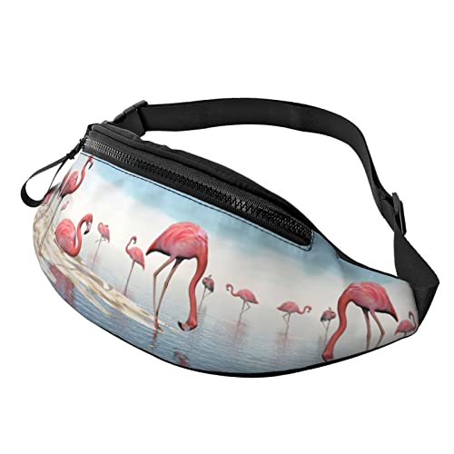 Corgi Puppy Print Herren und Damen Freizeit Sport Hüfttasche Outdoor Sport Fanny Pack Alltag Casual Brusttasche, Flock of Pink Flamingos on the Beach Print, Einheitsgröße von FFEXS