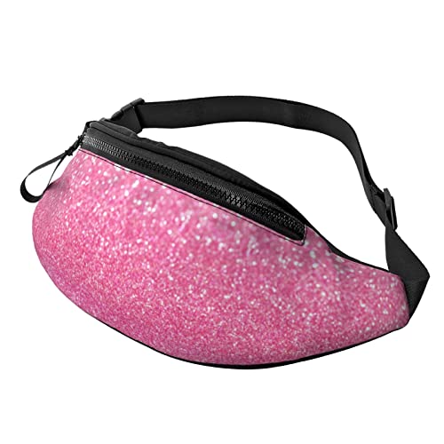 Herbst Ahornblatt-Druck Herren und Damen Freizeit Sport Hüfttasche Outdoor Sport Fanny Pack Alltag Casual Brusttasche, Glitzernder rosa Glitzer-Druck, Einheitsgröße von FFEXS