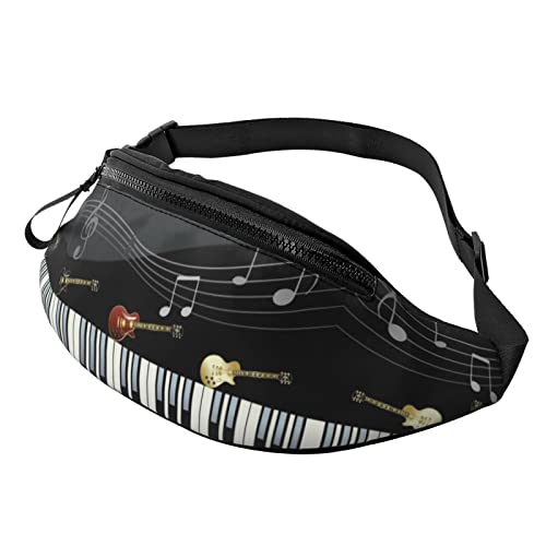 Musik Schmetterling Print Herren und Damen Freizeit Sport Hüfttasche Outdoor Sport Fanny Pack Alltag Casual Brusttasche, Druck mit Klaviermuster, One Size von FFEXS