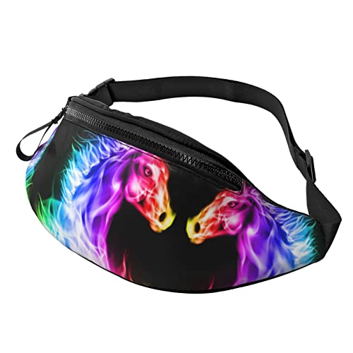 Schwarzer Deutscher Hund Print Herren Damen Freizeit Sport Hüfttasche Outdoor Sport Bauchtasche Alltag Casual Brusttasche, Feuerpferd-Aufdruck, Einheitsgröße von FFEXS