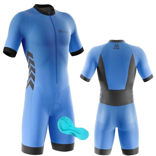 FFFF & OLFEH Radtrikot Set Herren Kurzarm Triathlon Anzug Herren-Einteiliges Radtrikot-Trisuit Einteiler-Triathlon Einteiler mit Sitzpolster Schnell Trocknend Atmungsaktiv Fahrradbekleidung (P11,5XL) von FFFF & OLFEH