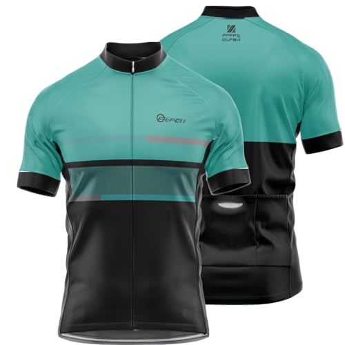 Herren Radtrikot Kurzarm Radtrikot Herren, Fahrradbekleidung Fahrrad Trikot T Shirt für Männer, Atmungsaktive Cycling Jersey für Radsport Outdoor Sport (P5,3XL) von FFFF & OLFEH