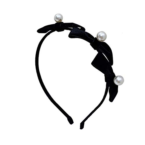 Südkoreas Super Fee Fashion Temperament Einfache schwarze Samt-Schleife Perle dünnes Haarband Stirnband Haarnadel Haarloch von FFFSDQAAAAGTTY