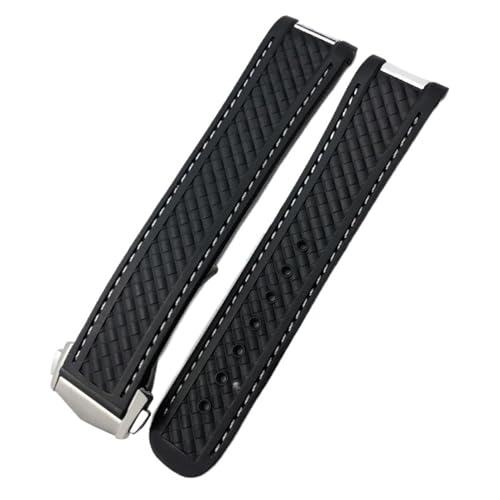 FFHAO Gebogenes Metallende 21 mm 20 mm FKM Uhrenarmband für Omega AT150 Seamaster Aqua Terra 150 m Worldtimer Armbänder Fluorkautschuk Uhrenarmband, 21 mm, Achat von FFHAO