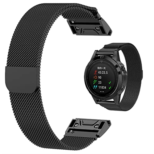 FFHAO Magnetarmband für Garmin Fenix 7x 3 HR 5X 6x 6 Pro 5 Plus, Metall, Milanaise-Uhrenarmband, 20/22/26 mm, für Forerunner 935 945 Quick Pins, 20mm Fenix5S 6S Pro, Achat von FFHAO