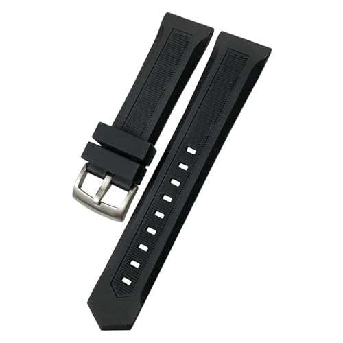 FFHDJL 19 mm 20 mm schwarzes Naturkautschuk-Silikon-Armband, 21 mm, 22 mm, passend für Tag Heuer CARRERA F1 AQUARACER Heuer Schnallen-Uhrenarmband(20mm) von FFHDJL