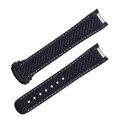 FFHDJL 20 mm 21 mm Fluorkautschuk-Uhrenarmband für Omega-Armband AQUA TERRA 150M AT150 Ultra Light Worldtimer 43 mm 41 mm Faltschließe-Uhrenarmbänder(Black 3,21mm) von FFHDJL