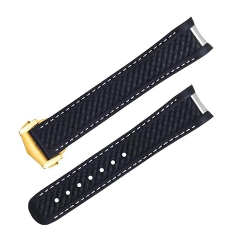 FFHDJL 20 mm 21 mm Fluorkautschuk-Uhrenarmband für Omega-Armband AQUA TERRA 150M AT150 Ultra Light Worldtimer 43 mm 41 mm Faltschließe-Uhrenarmbänder(Black 4,20mm) von FFHDJL