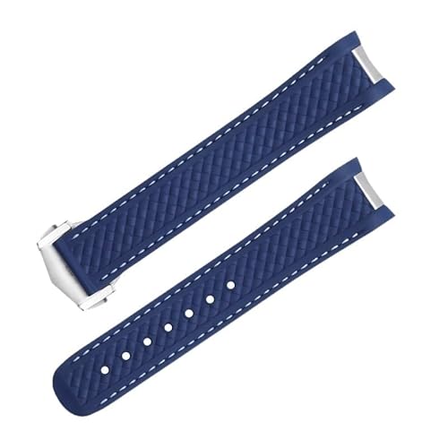 FFHDJL 20 mm 21 mm Fluorkautschuk-Uhrenarmband für Omega-Armband AQUA TERRA 150M AT150 Ultra Light Worldtimer 43 mm 41 mm Faltschließe-Uhrenarmbänder(Blue9,20mm) von FFHDJL