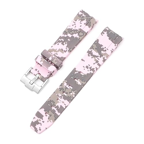 FFHDJL 20 mm Natur-Fluorkautschuk-Uhrenarmband mit gebogenem Ende. Ersatz für Rolex-Armband. Neue grüne Submariner Explorer 2 Rollen-Uhrenarmbänder(Digital Pink) von FFHDJL