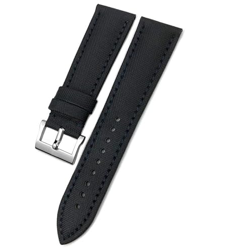 FFHDJL 23 mm hochdichtes Canvas-Nylon-Leder-Uhrenarmband, speziell für Blancpain Fifty Fathoms 5000 5015, mit Butterfly-Schnalle(Blue1 tools) von FFHDJL