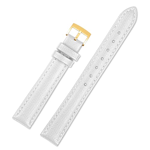 FFHDJL Cowhide Ladies Watch Band 10mm 12 mm 14 mm 16 mm 18 mm universelles echtes Lederwächterband(White gold pin,10mm) von FFHDJL