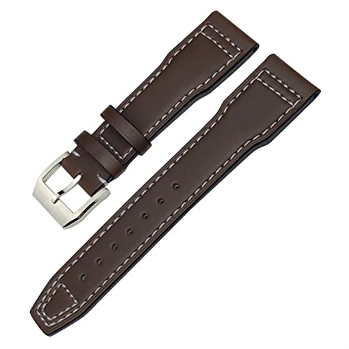 FFHDJL Echtes Leder Uhrband Für Iwc Markieren Xviii Le Petit Prince Pilots Uhr 20mm 21mm 22mm Kaufpferdsgurt(O Brown silver,20mm) von FFHDJL
