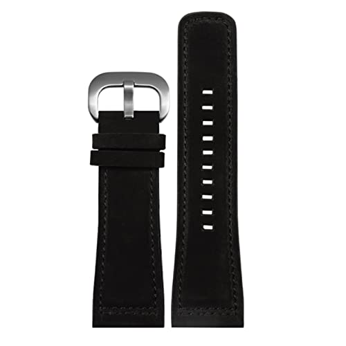 FFHDJL Echtes Lederband für siebenfreitig Uhrenband Q203 M203 P1 P2 S2 M2 Q2 03 01 02 Braunblau 28mm Cowide Wachgurt(Black-silver) von FFHDJL