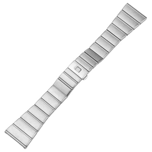 FFHDJL Edelstahl-Armband für Omega-Uhrenarmband 15 mm, 17 mm, 18 mm, 23 mm, 25 mm, massives Metall-Uhrenarmband, Stahlarmband(Silver,15mm) von FFHDJL