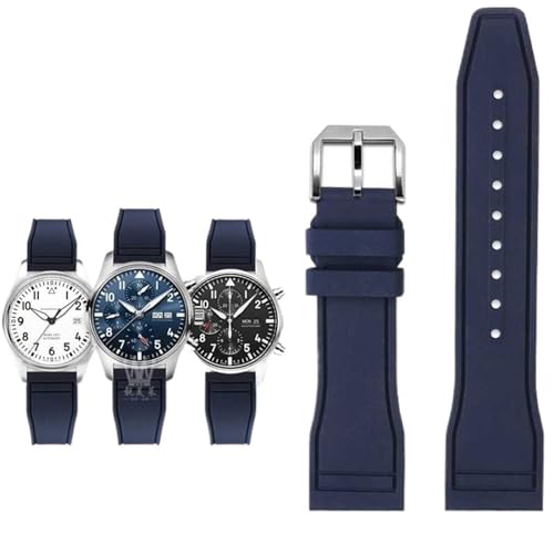 FFHDJL Für IWC Fluorkautschuk Uhrenarmband Schnellverschluss Pilot AMG Petronas F1 Team Wasserdichtes Sportarmband Armband 20mm 21mm 22mm(Dark blue-silver A,21mm) von FFHDJL