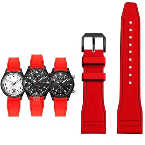 FFHDJL Für IWC Fluorkautschuk Uhrenarmband Schnellverschluss Pilot AMG Petronas F1 Team Wasserdichtes Sportarmband Armband 20mm 21mm 22mm(Red-black A,22mm) von FFHDJL