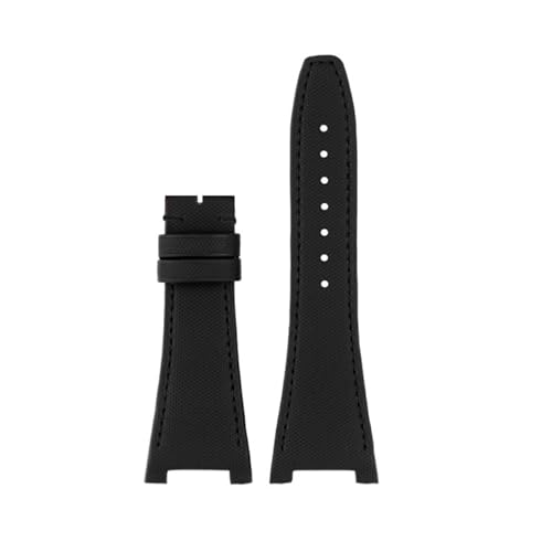 FFHDJL Für IWC Ingenieur Family IW500501 IW378507 Uhrenarmband aus hochdichtem Nylon mit konkaver Schnittstelle, wasserdichtes Armband mit Rindslederboden(Black-no buckle) von FFHDJL