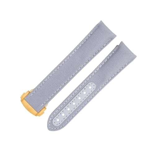 FFHDJL Für Omega-Armband für AT150 Seamaster 300 Planet Ocean De Ville Speedmaster Uhrenarmband mit gebogenem Ende, 20 mm, neues graues hochdichtes Nylon-Rindsleder-Uhrenarmband(Gray 5) von FFHDJL