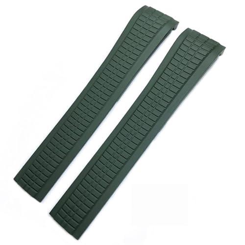 FFHDJL Für Patek Aquanaut Philippe Armband 5164A 5167A Schwarz Blau Weichgummi Armbänder mit gebogenem Ende 21 mm Uhrenarmbänder(Green,Whitout Buckle-21mm) von FFHDJL