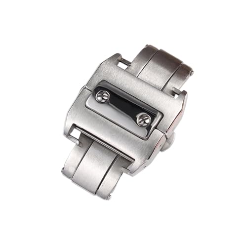 FFHDJL Für Uhren der Cartier Santos 100-Serie. Schnalle aus 316L-Edelstahl, gebürsteter Butterfly-Schließe mit 18/21-mm-Faltschließe(18mm) von FFHDJL