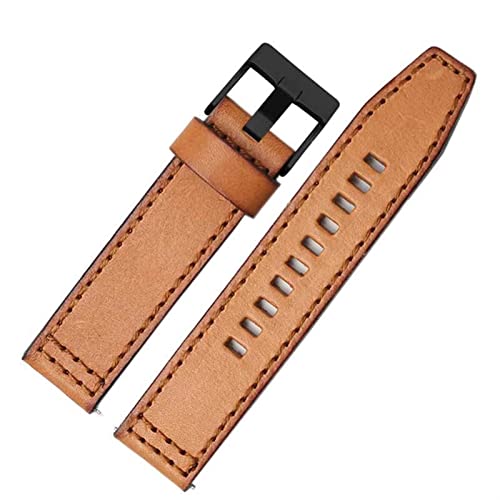 FFHDJL Für fossile JR1354 | 1487 | 1424 Uhrenband Hochwertige Retro Schnellveröffentlichung Echtes Leder Dieselgurt schwarz dunkelbraun 22mm 24mm(Brown black clasp,22mm) von FFHDJL