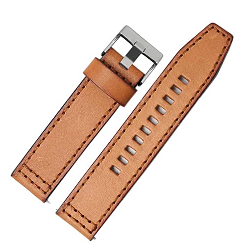 FFHDJL Für fossile JR1354 | 1487 | 1424 Uhrenband Hochwertige Retro Schnellveröffentlichung Echtes Leder Dieselgurt schwarz dunkelbraun 22mm 24mm(Brown silver clasp,22mm) von FFHDJL