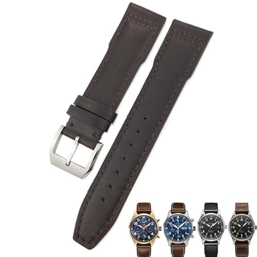 FFHDJL Rindsleder-Uhrenarmband, 20 mm, 21 mm, 22 mm, geeignet für IWC Pilot Portfino Mark ⅩⅢ IW3270 Kalbsleder-Uhrenarmband. Kostenlose Werkzeuge(Brown brown,20mm rose clasp) von FFHDJL