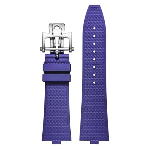 FFHDJL Senior FKM Fluorkautschuk Armband für Vacheron Constantin 4500V 5500V 7900 Uhrenarmband Vc Convex Mouth 7mm Armbanduhren Band(Blue 1) von FFHDJL