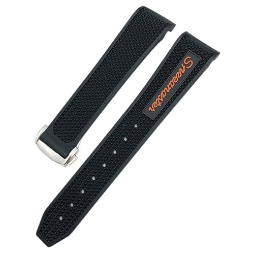 FFHDJL Weiches Gummi-Silikon-Armband, 19 mm, 21 mm, 20 mm, passend für Omega Speedmaster 326 Uhrenarmband, Seamaster 300, schwarzes Sportarmband(Orange silver,20mm) von FFHDJL