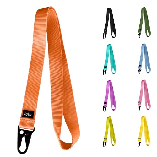 FFIVE - Echtes Nylon-Lanyard, zum Aufhängen von Schlüsseln, Handy, Ausweis, Geldbörse, verstärkt, Neon-Orange, One size FFIVE - Echtes Nylon-Lanyard, zum Aufhängen von Schlüsseln, Handy, Ausweis, Geldbörse, verstärkt, Neon-Orange, One size von FFIVE