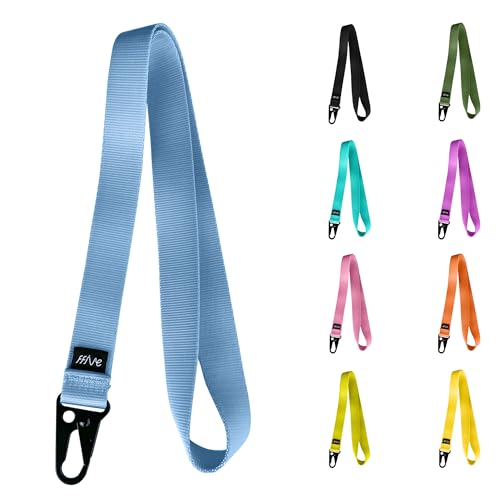 FFIVE Umhängeband aus echtem Nylon, zum Aufhängen von Schlüsseln, Handy, Ausweis, Geldbörse, verstärkt, blau, One size von FFIVE