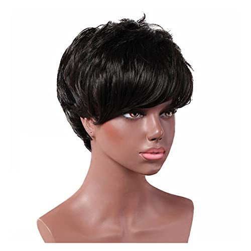 Damenperücken Haarersatz Perücken 10Inch Frauen Black Perücken Hochtemperaturfaser Kurze Haarteile TOUPEE UND SCHÜLTIGKEIT NATURAL SYNTHICE WIGS □ for die tägliche Partei Perücke für Mode von FFNUM