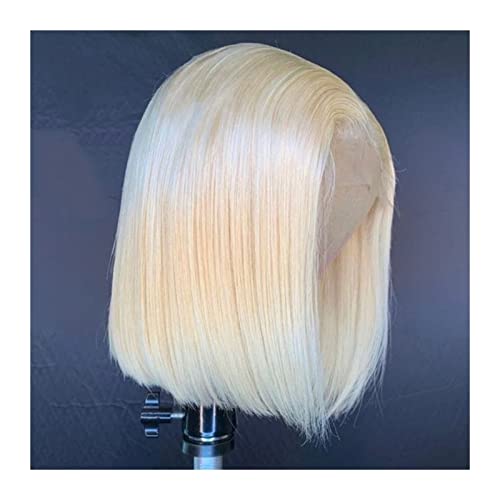 Damenperücken Haarersatz Perücken Blonde Bob-Perücken, Echthaar, Lace-Frontal-Perücke, brasilianisches Remy-Haar, kurze, gerade Bob-Spitze-Perücken for Frauen, vorgezupfter natürlicher Haaransatz, 613 von FFNUM