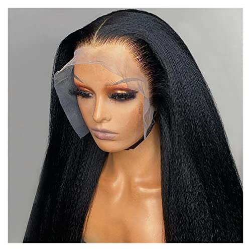 Damenperücken Haarersatz Perücken Haarperücke for Frauen, natürlicher Haaransatz, verworrene, gerade, lange Afro-Haarperücke Perücke für Mode (Size : 22inches) von FFNUM