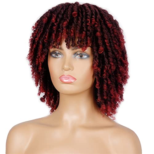 Damenperücken Haarersatz Perücken Weiche kurze synthetische Perücken for schwarze Frauen 14 Zoll Hochtemperatur-Faserhäkeln-Twist-Haar Perücke für Mode (Color : H, Size : 14inches) von FFNUM