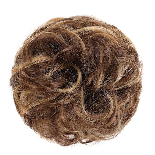 Haargummi Verlängerung Messy Bun Hair Pieces Extensions, Curly Wave Synthetic Chignon Hairpiece mit Gummiband, Donut Hair Bun Scrunchie for Frauen Mädchen Easy Scrunchies Haarteil ( Color : 105 ) von FFNUM