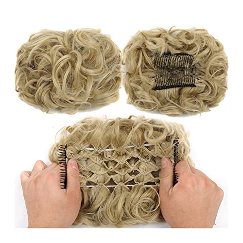 Haargummi Verlängerung Messy Curly Hair Bun Extensions Synthetic Updo Hairpiece Chignons Easy Stretch Hair Combs Clip in Pferdeschwanz-Verlängerungen for Frauen Easy Scrunchies Haarteil ( Color : 4 ) von FFNUM