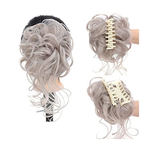 Haargummi Verlängerung Messy Curly Hair Dutt Haargummis Verlängerung, 1 STÜCKE Curly Wellig Synthetic Bun Hair Piece Claw Clip Haarknoten Chignon for Frauen Mädchen Easy Scrunchies Haarteil ( Color : von FFNUM