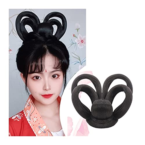 Haargummi Verlängerung Synthetische chinesische alte Perücke Hanfu Kopfschmuck Haarknoten elegante Retro-Kopfbedeckung alte chinesische Frauen Cosplay Perücken Zubehör Easy Scrunchies Haarteil ( Color von FFNUM