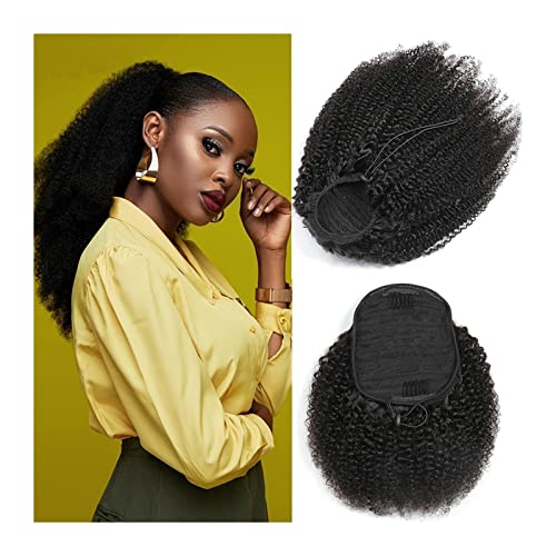 Pferdeschwanz-Erweiterung Afro Kinky Curly Pferdeschwanz Echthaarverlängerung Mongolisch 8-24 Zoll Kinky Curly Kordelzug Pferdeschwanz Remy Haarverlängerung Echthaar Pferdeschwanz für Damen Daily Wear von FFNUM