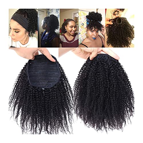 Pferdeschwanz-Erweiterung Afro Puff Kordelzug Pferdeschwanz Echthaarverlängerungen for schwarze Frauen 8-30" Brasilianisches Remy Echthaar Afro Kinky Curly Clip In Pferdeschwanzverlängerung für Damen von FFNUM