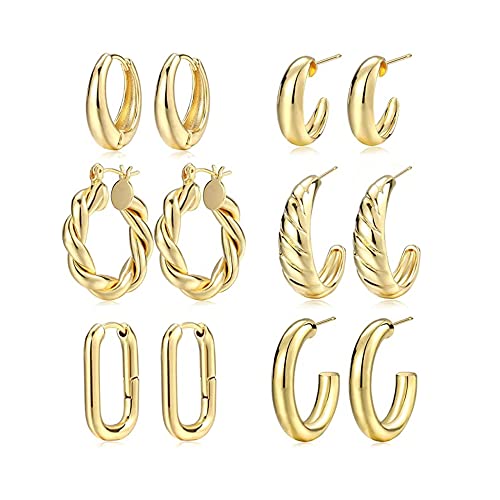 FFWTPY Creolen Set Ohrringe Twisted Huggie Hoops Geometrisch Glänzend Minimalistisch Damen Schmuck Klassisch Elegant von FFWTPY