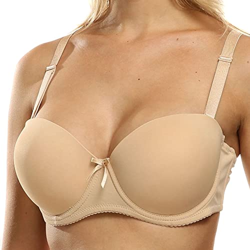 Balconett Halbschale BH für Damen Trägerlos Bügel-BH mit Gepolsterte Push up Kollektion Grand BH mit abnehmbar Träger von FFWTPY